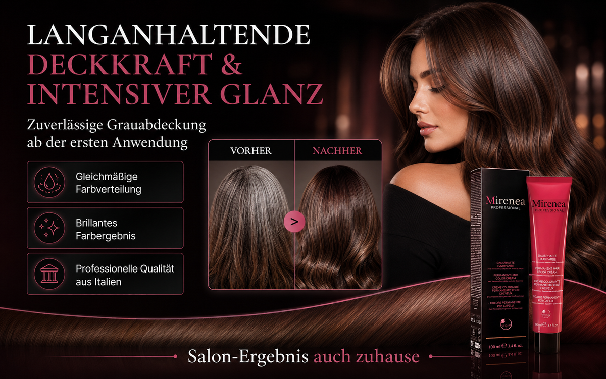 Mirenea Haarfarbe mit Grauabdeckung, Vorher-Nachher-Vergleich (Symbolbild)