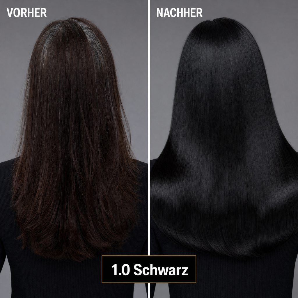 Mirenea Haarfarbe 1.0 Schwarz im Vorher-Nachher-Vergleich (Symbolbild)