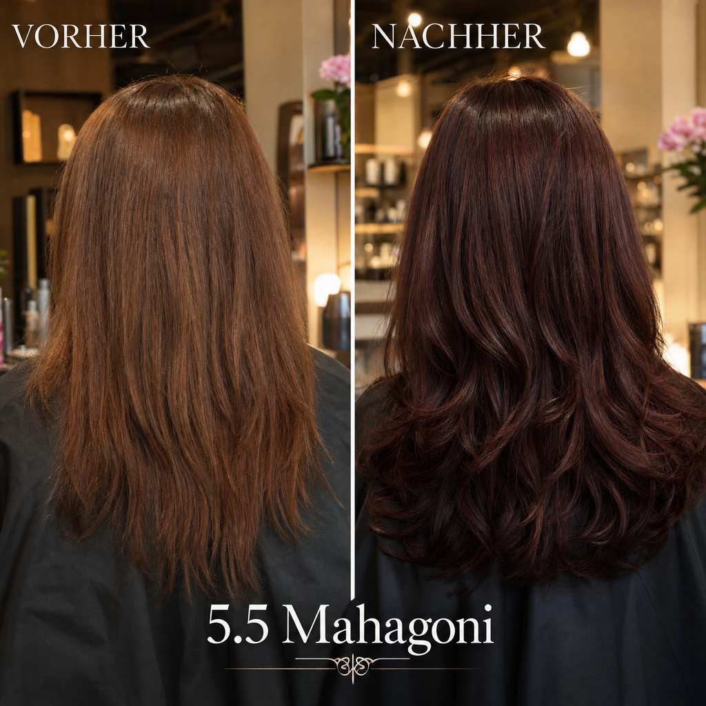 Mirenea Haarfarbe 5.5 Mahagoni im Vorher-Nachher-Vergleich (Symbolbild)